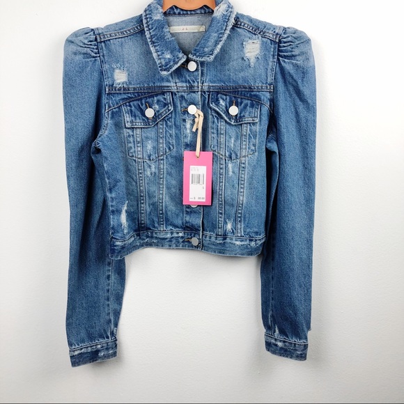 chelsea and violet puff sleeve denim jacket